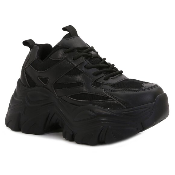 NEW BERNESS - BLAIR 06 Pitch Black Platform Sneakers - Picture 2 of 4